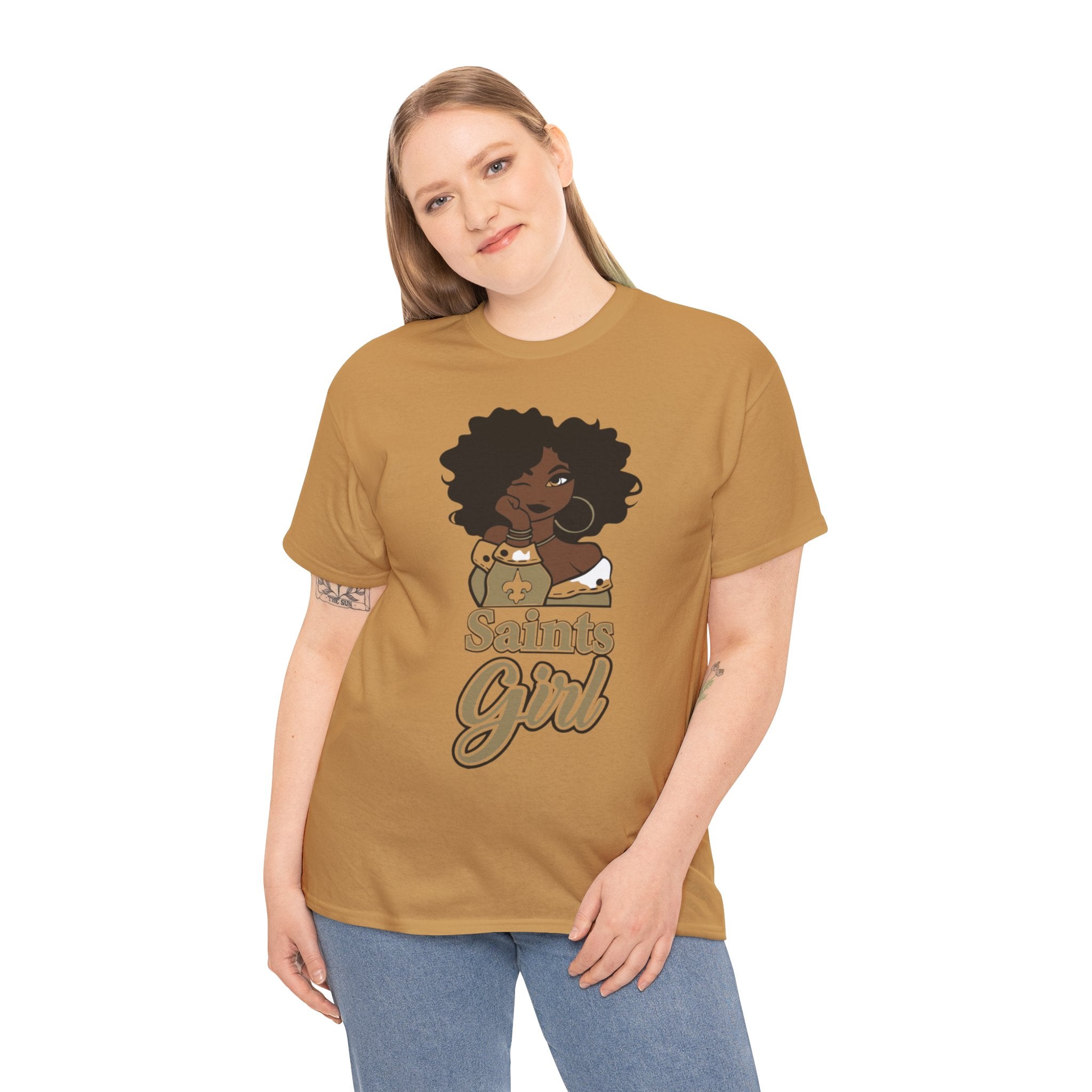 Unisex Heavy Cotton Tee...Saints Afro Girl