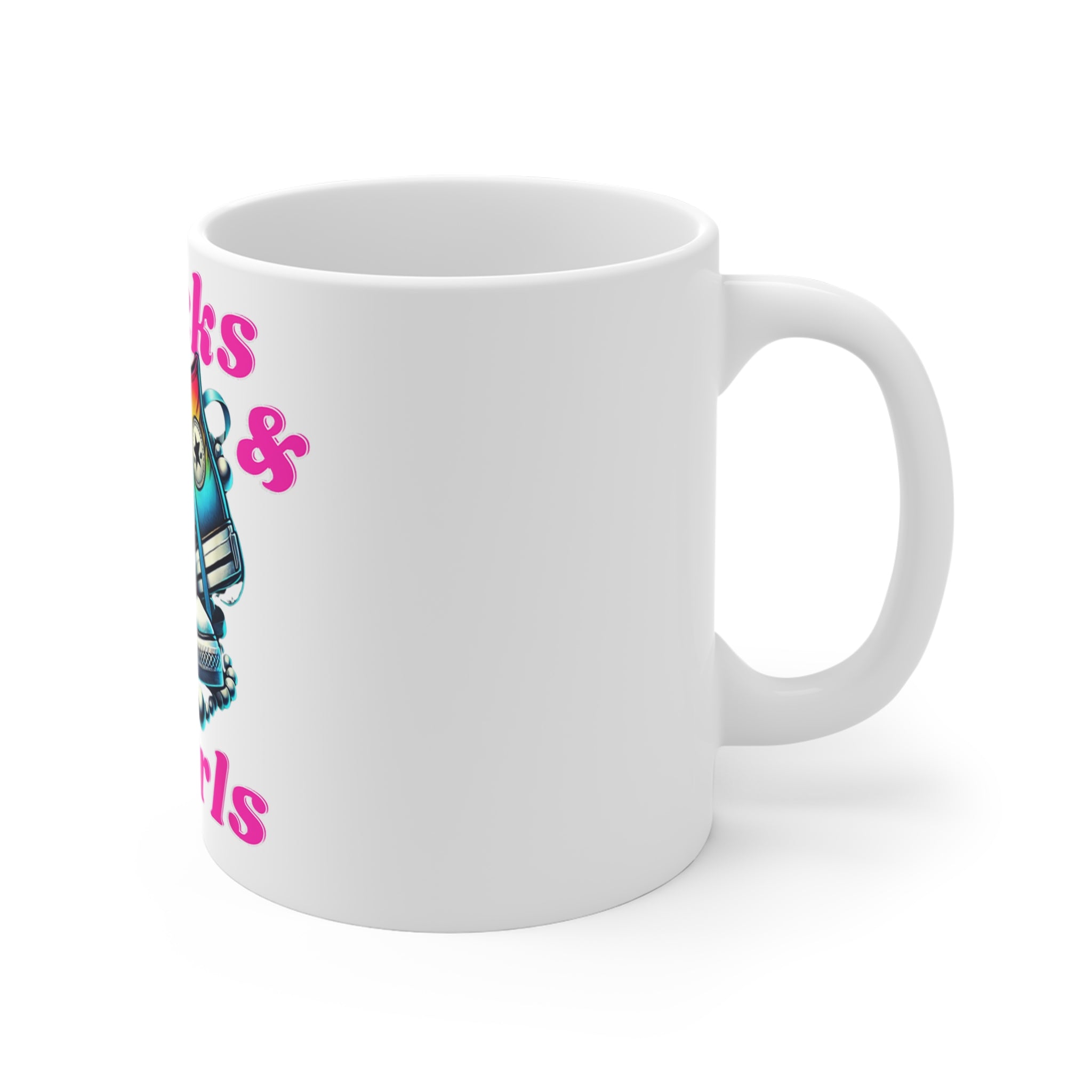 Mug 11oz....Chucks and Pearls Pink/Blue