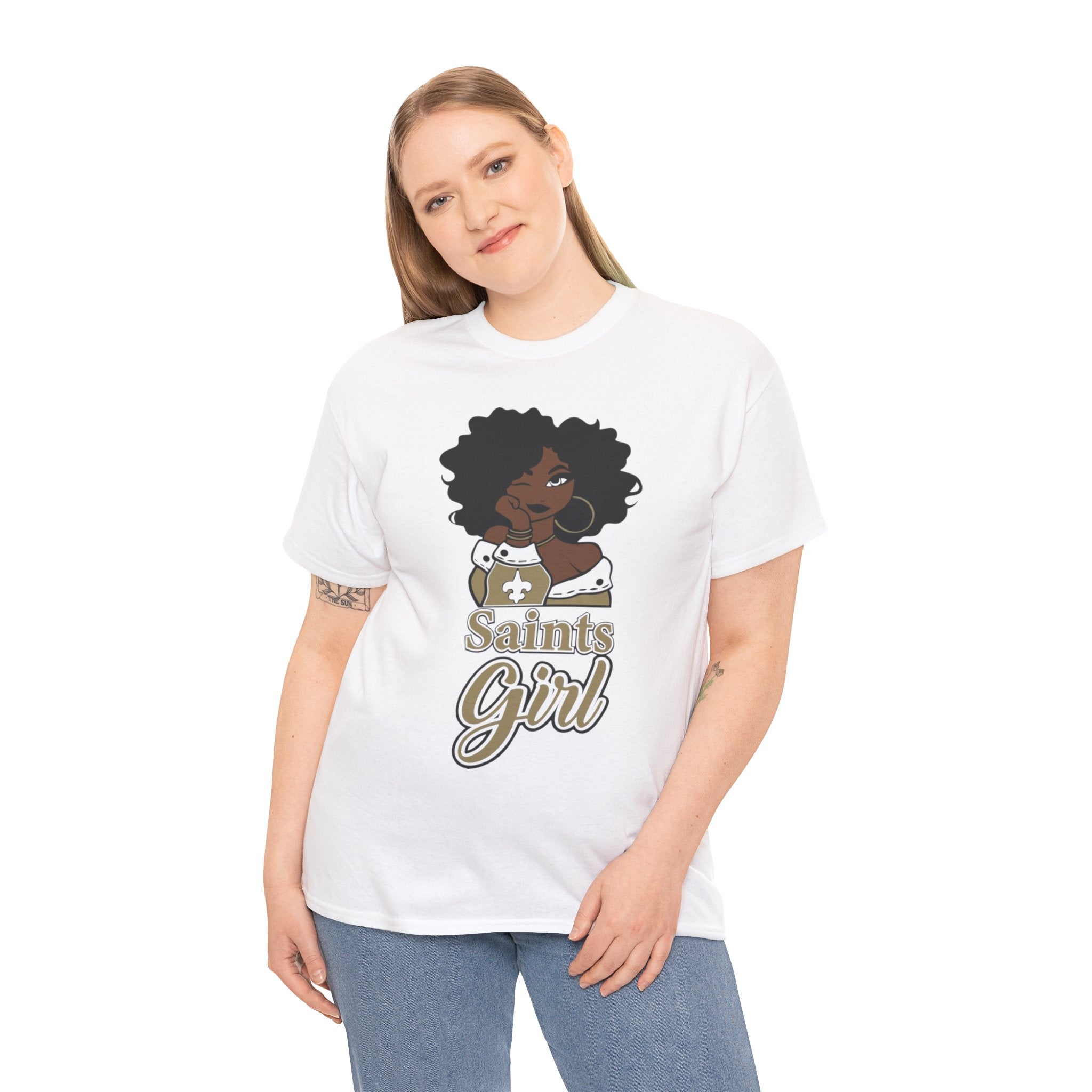 Unisex Heavy Cotton Tee...Saints Afro Girl