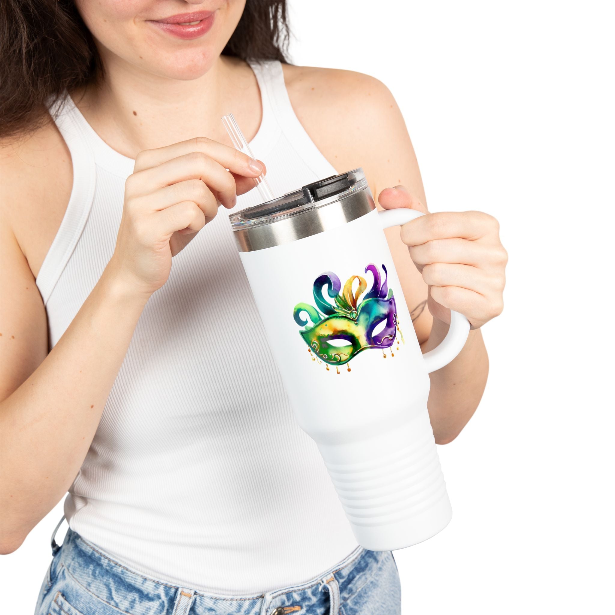 Mardi Gras Mask Insulated Travel Mug, 40oz