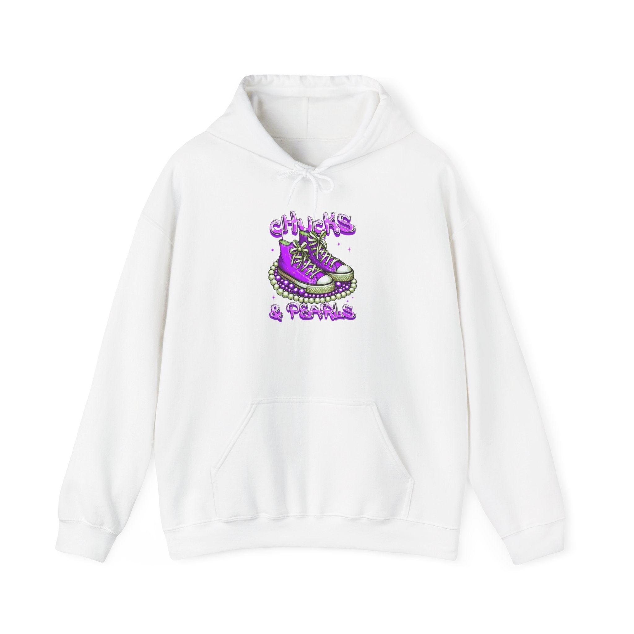 Chuck and Pearls White Unisex Hooded Sweatshirt..