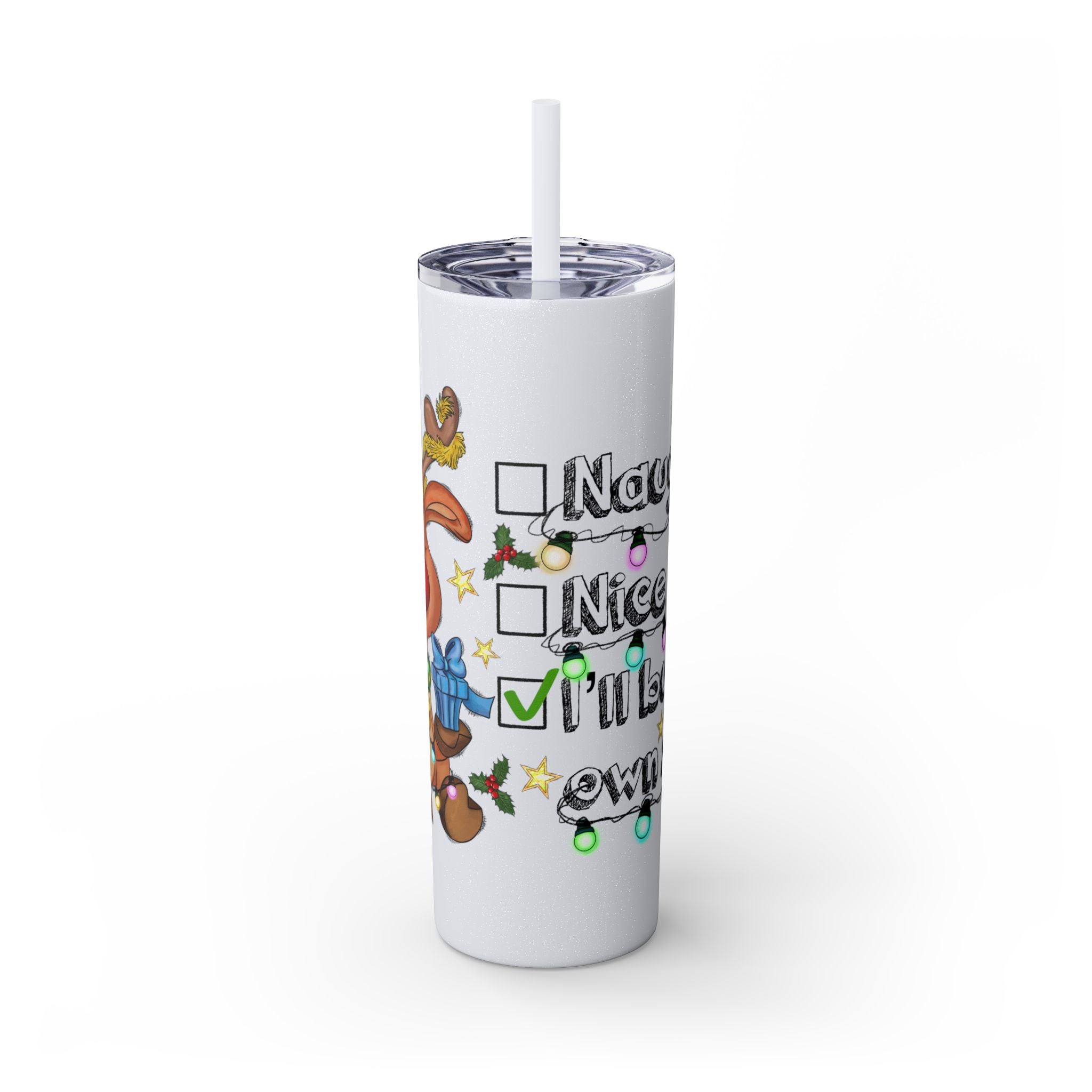 Naughty or Nice Tumbler with Straw, 20oz