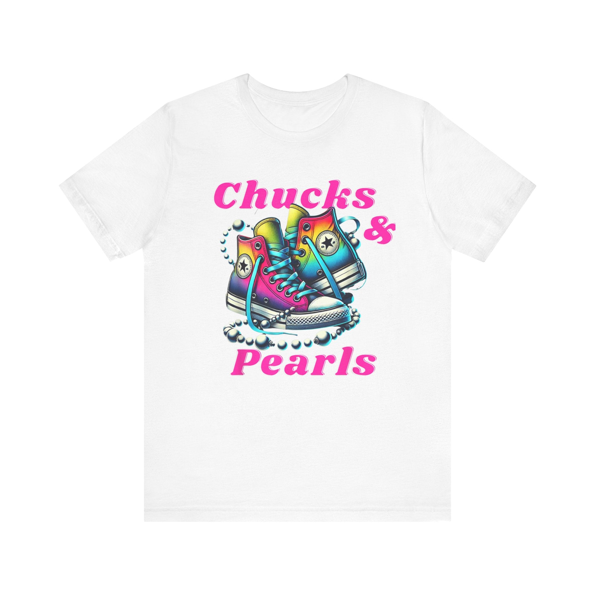 Unisex Jersey Short Sleeve Tee..Chucks and Pearls Pink