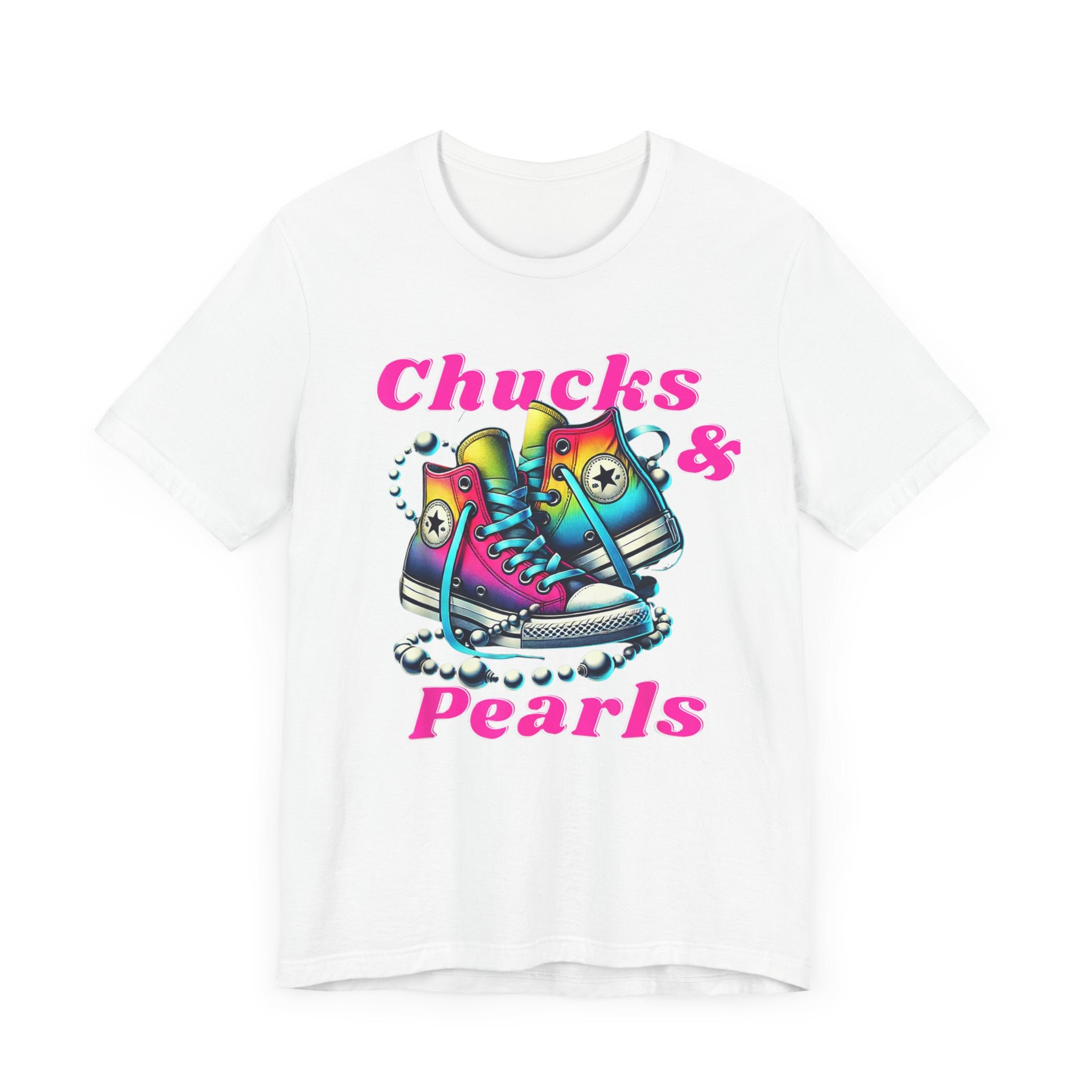 Unisex Jersey Short Sleeve Tee..Chucks and Pearls Pink