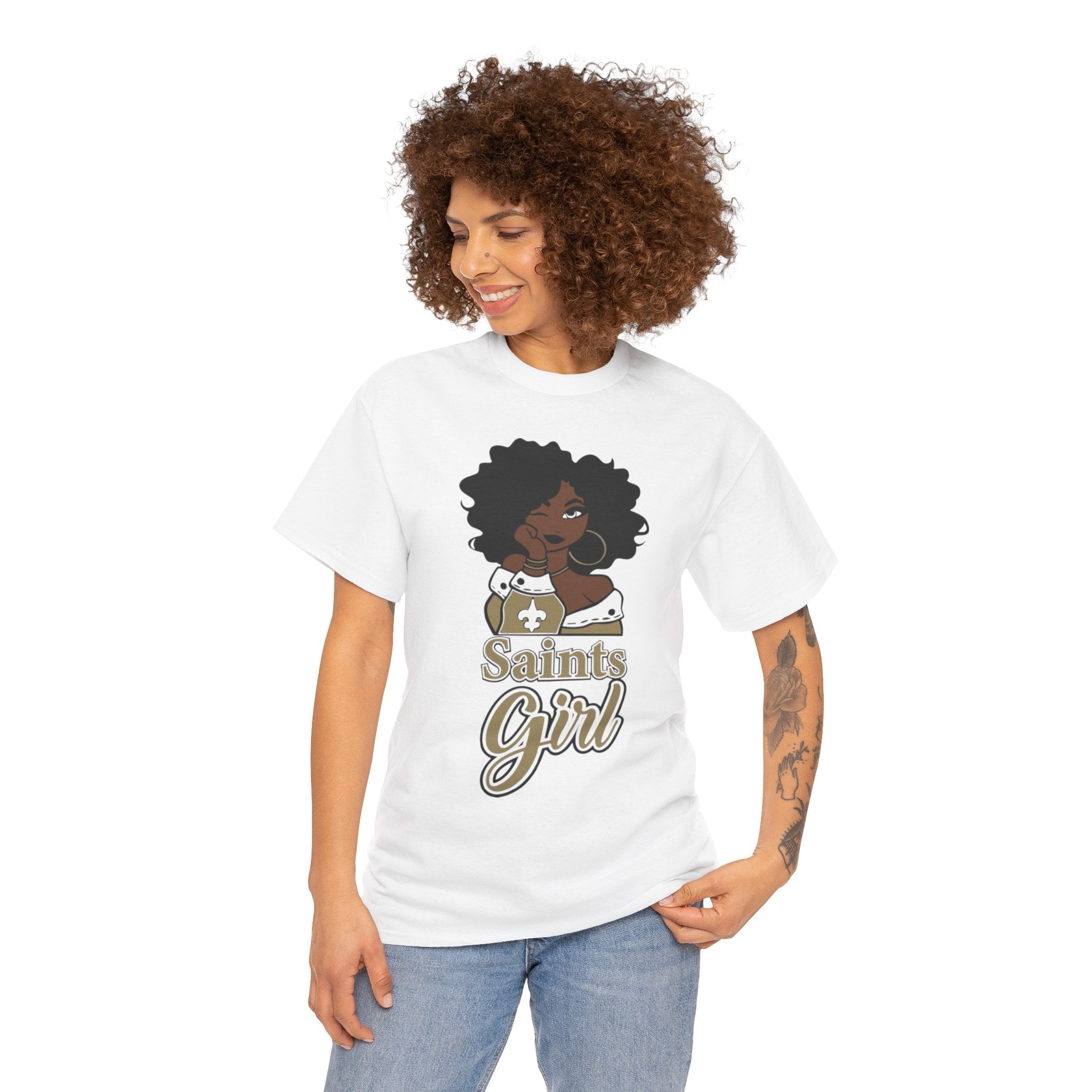 Unisex Heavy Cotton Tee...Saints Afro Girl