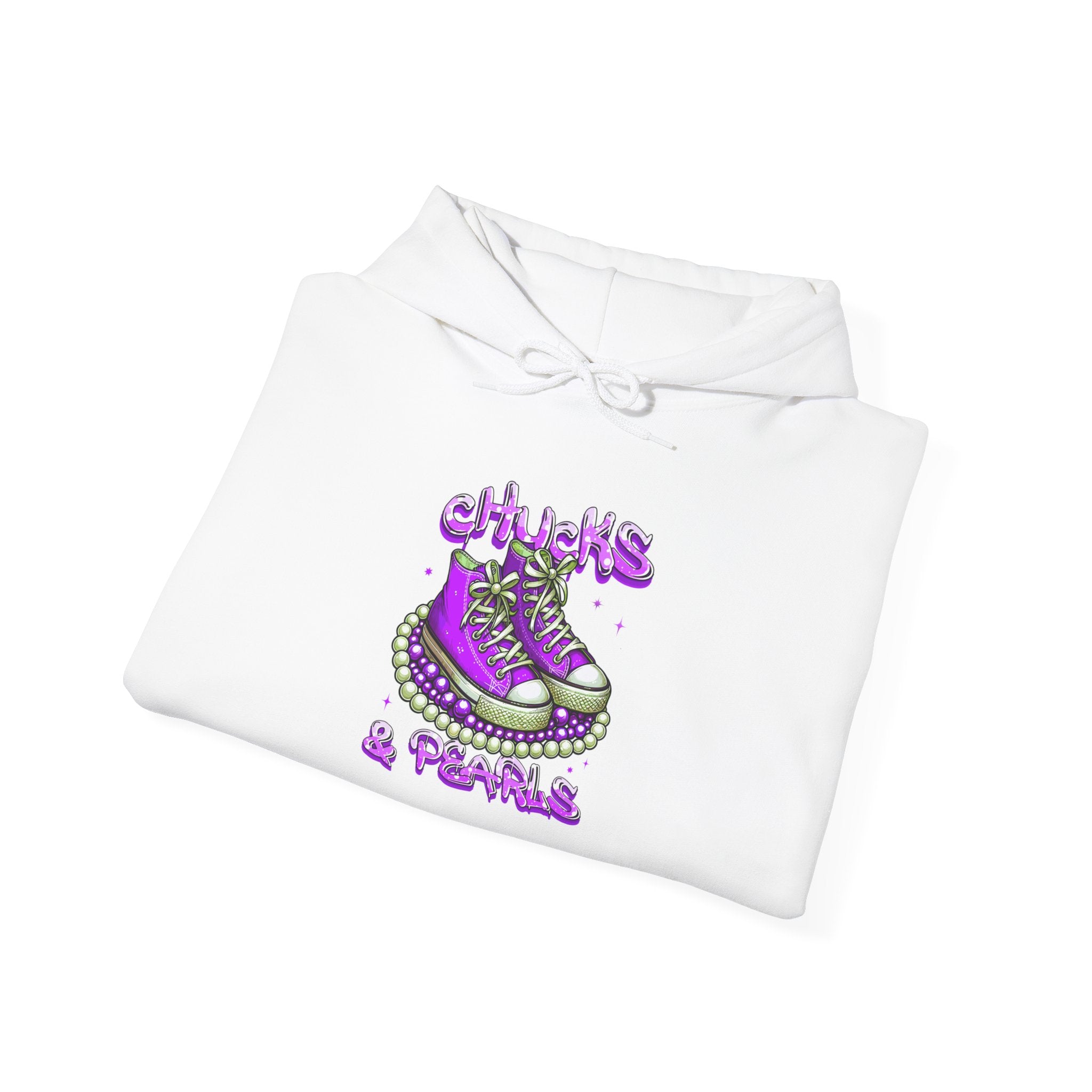 Chuck and Pearls White Unisex Hooded Sweatshirt..