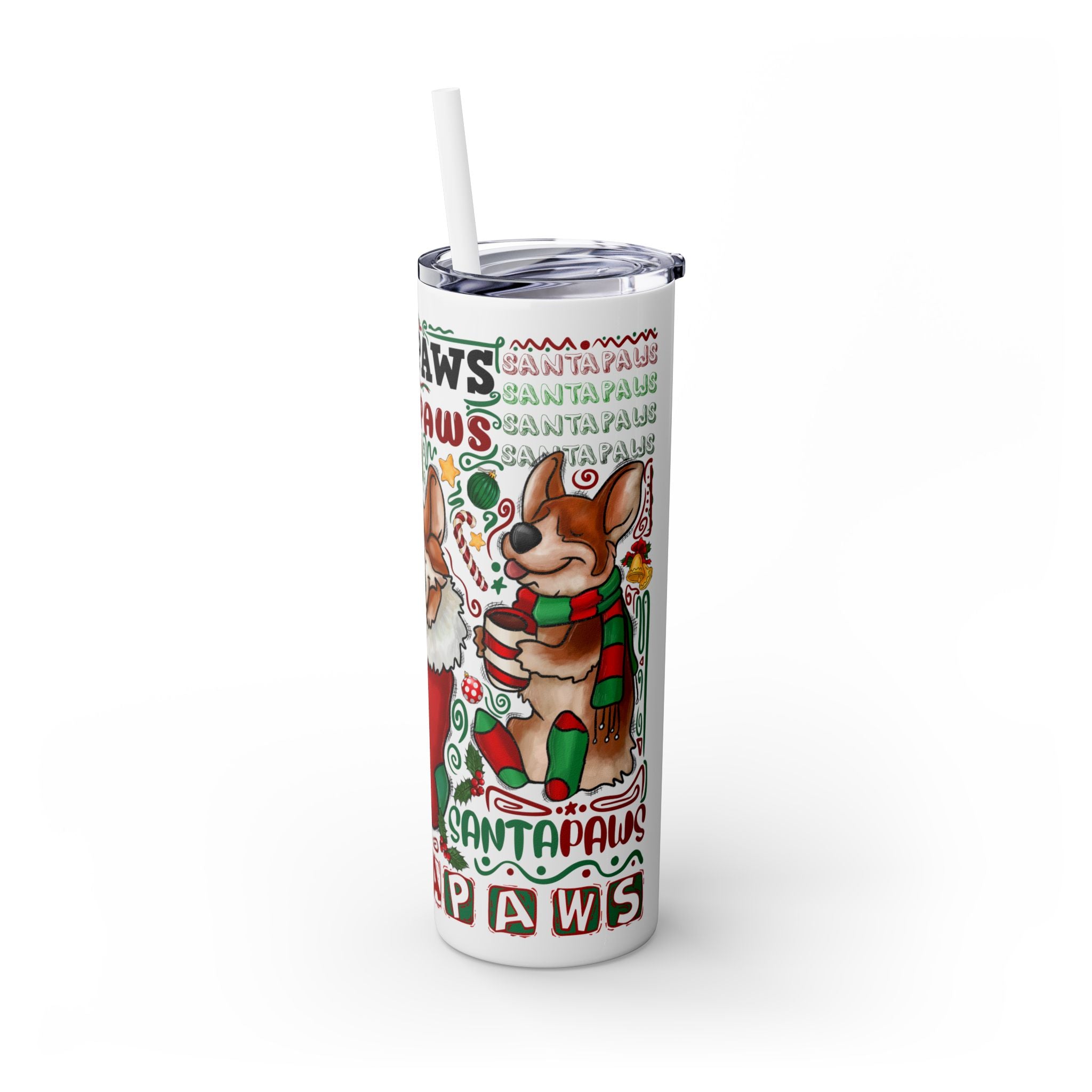 Christmas Stocking Tumbler with Straw, 20oz