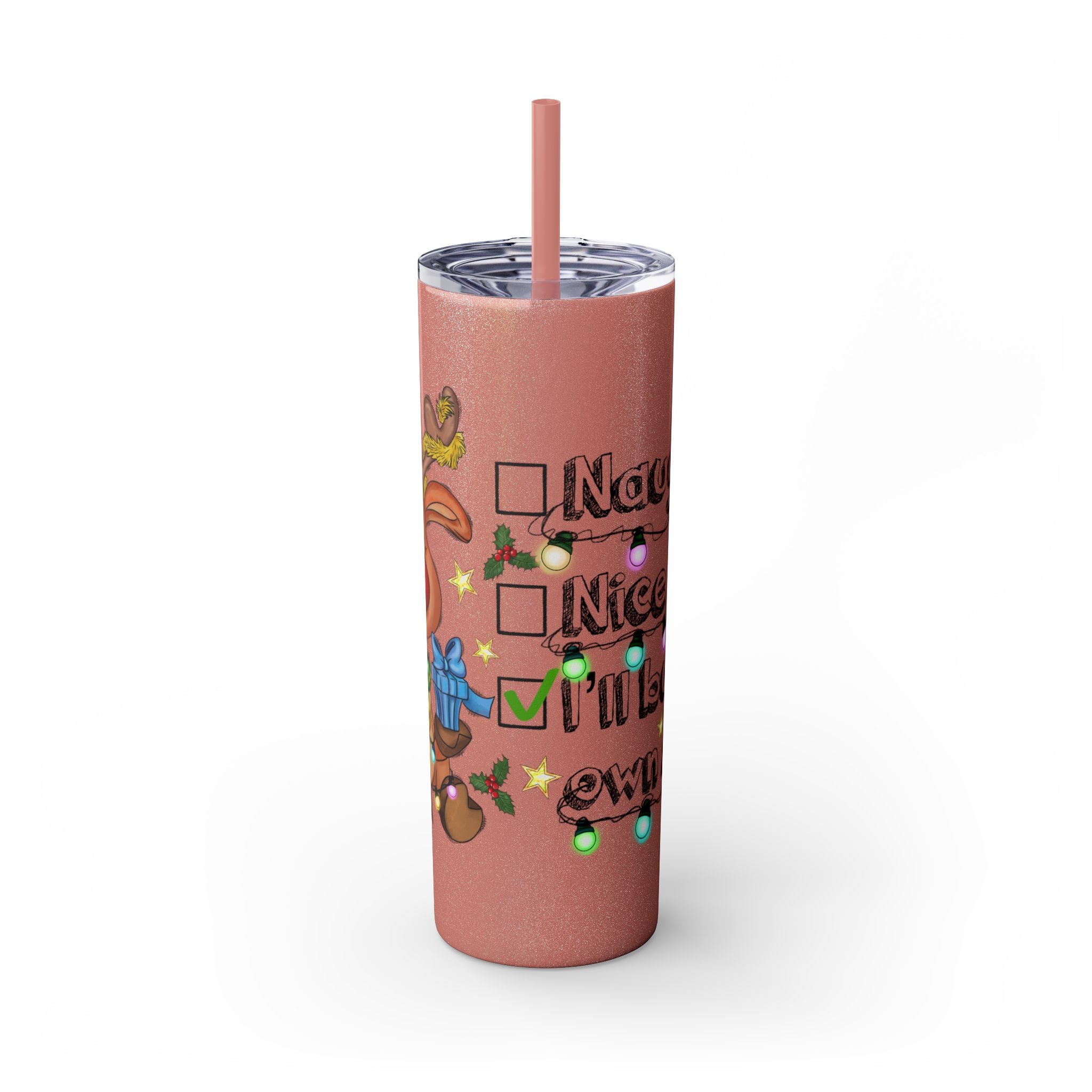 Naughty or Nice Tumbler with Straw, 20oz