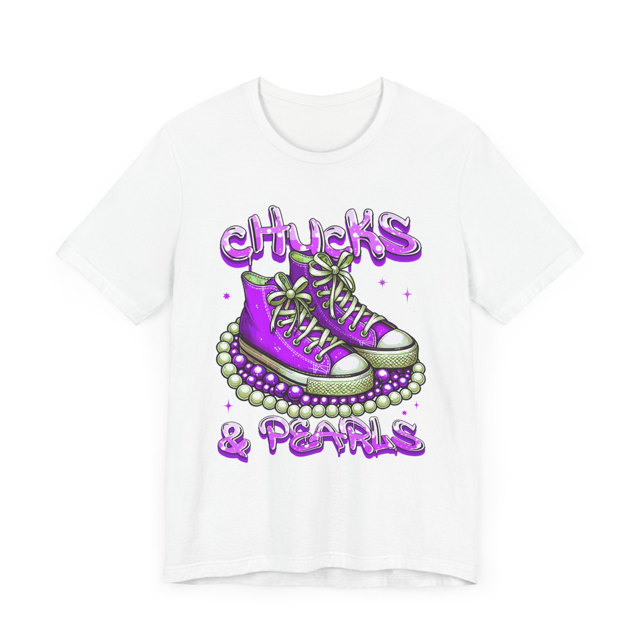 Unisex Jersey Short Sleeve Tee...Chucks and Pearls Purple