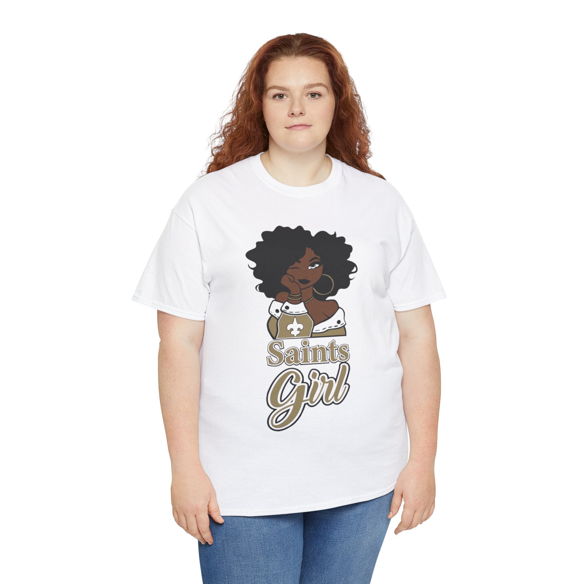 Unisex Heavy Cotton Tee...Saints Afro Girl