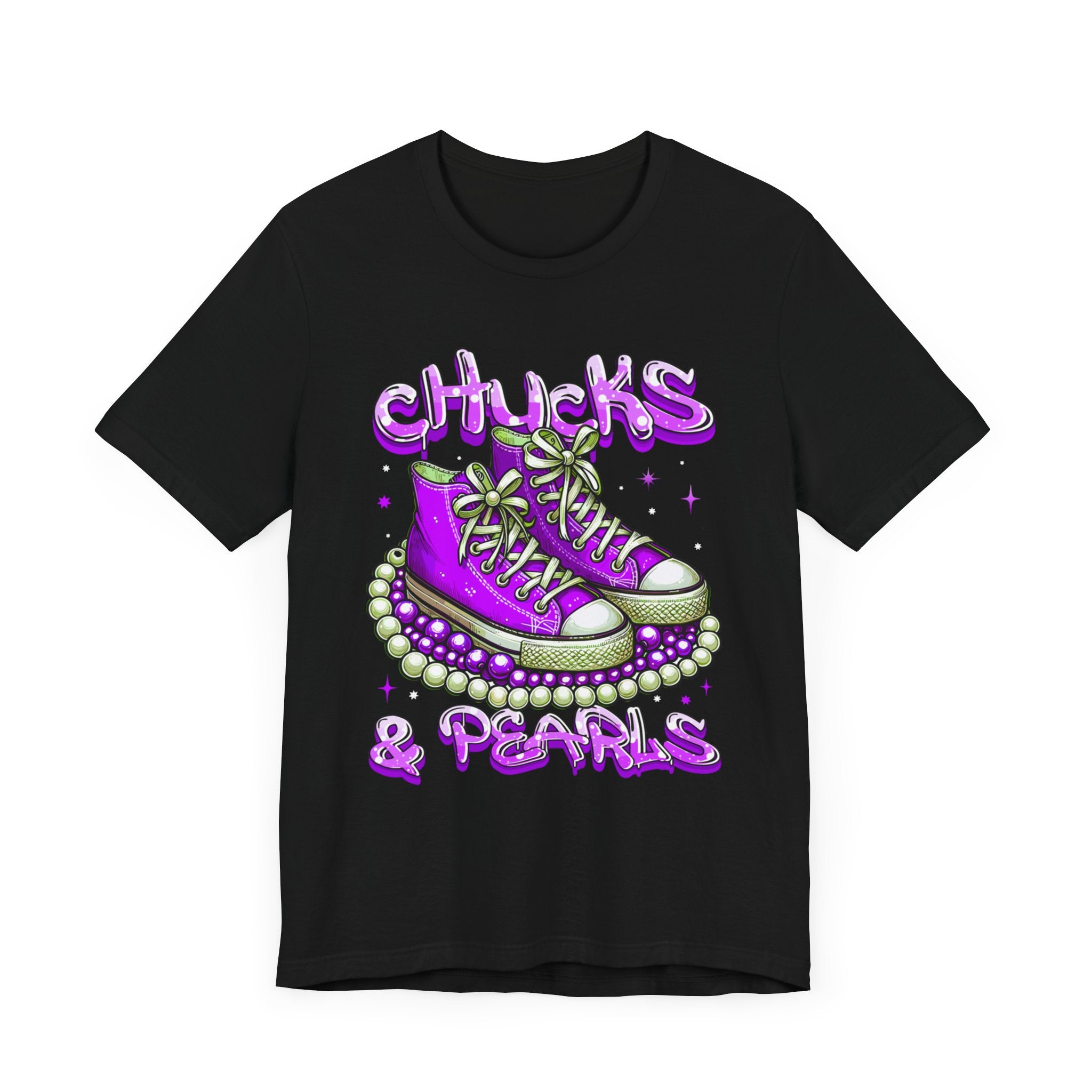 Unisex Jersey Short Sleeve Tee...Chucks and Pearls Purple