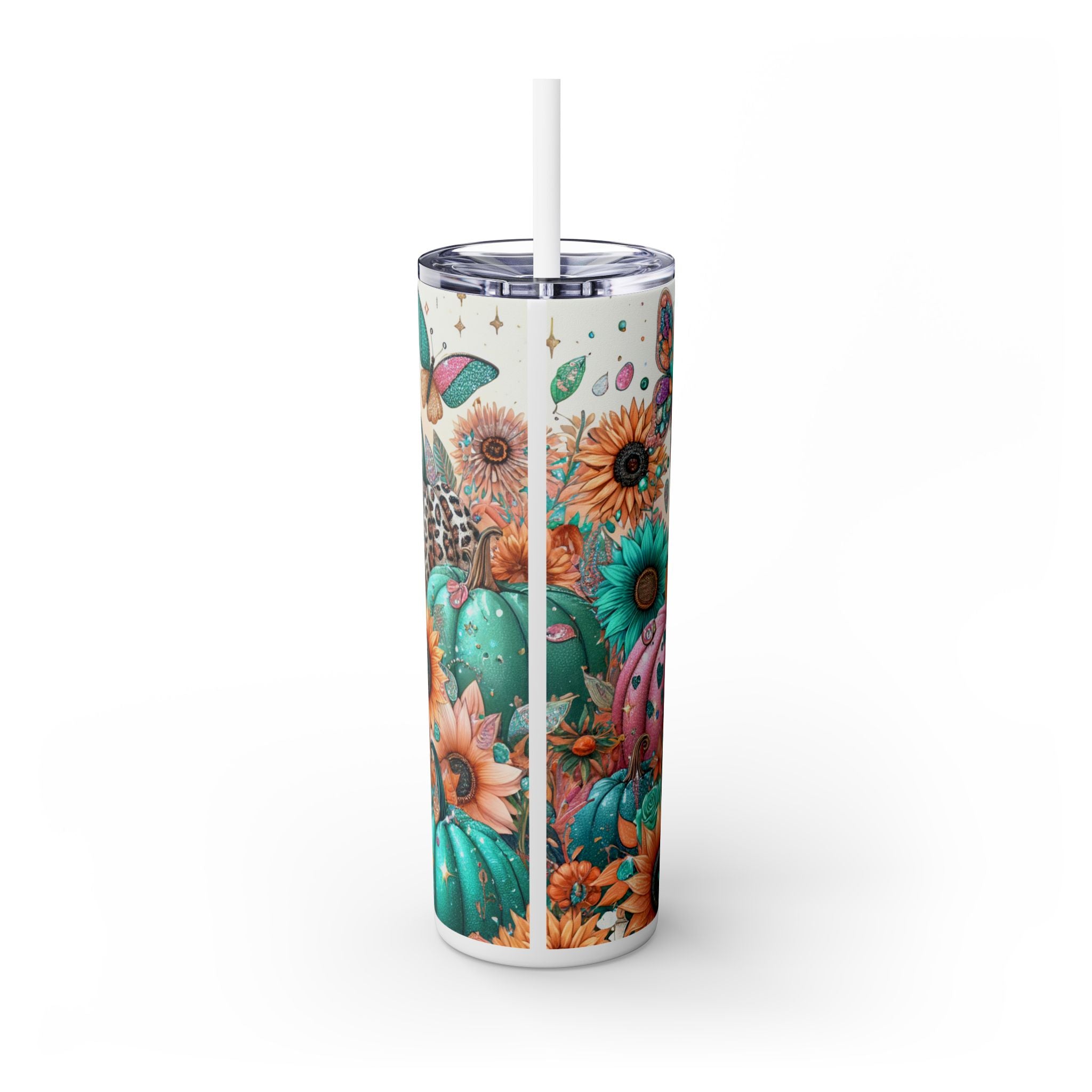 Butterflies & Pumkins Tumbler with Straw, 20oz