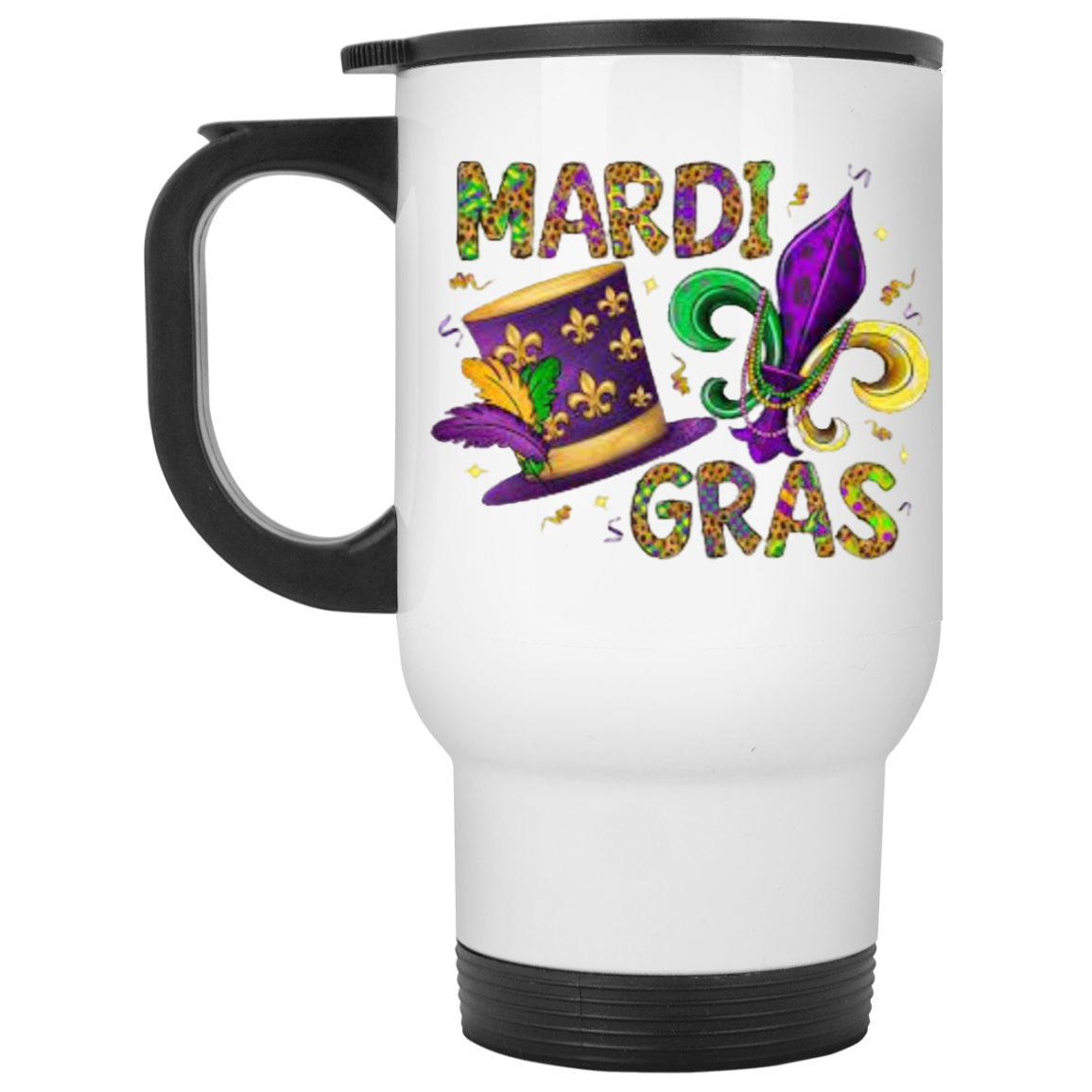 Mardi Gras XP8400W White Travel Mug