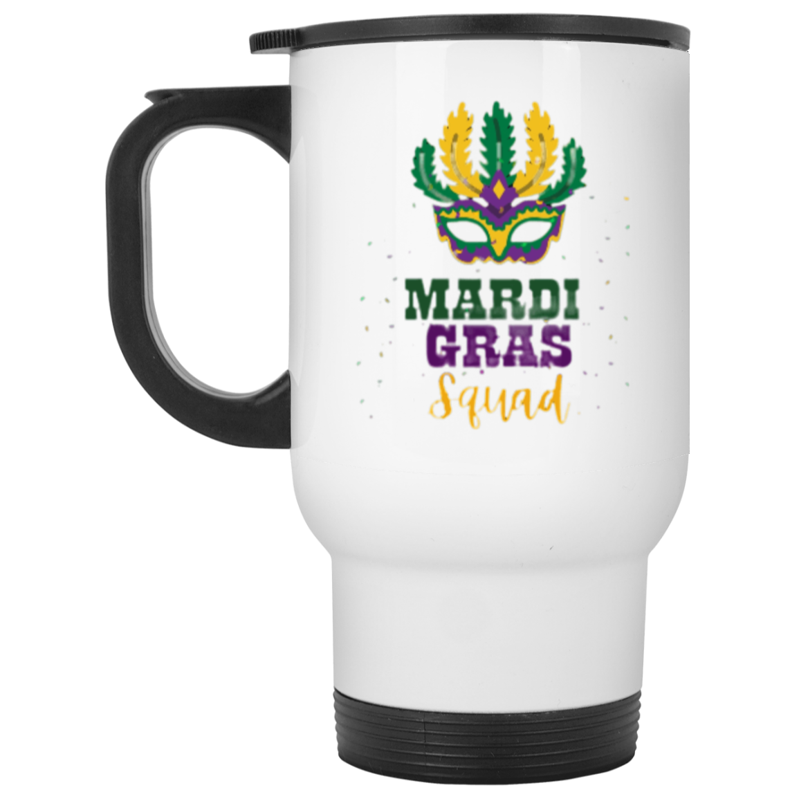 Mardi Gras Squad  White Travel Mug (XP8400W)