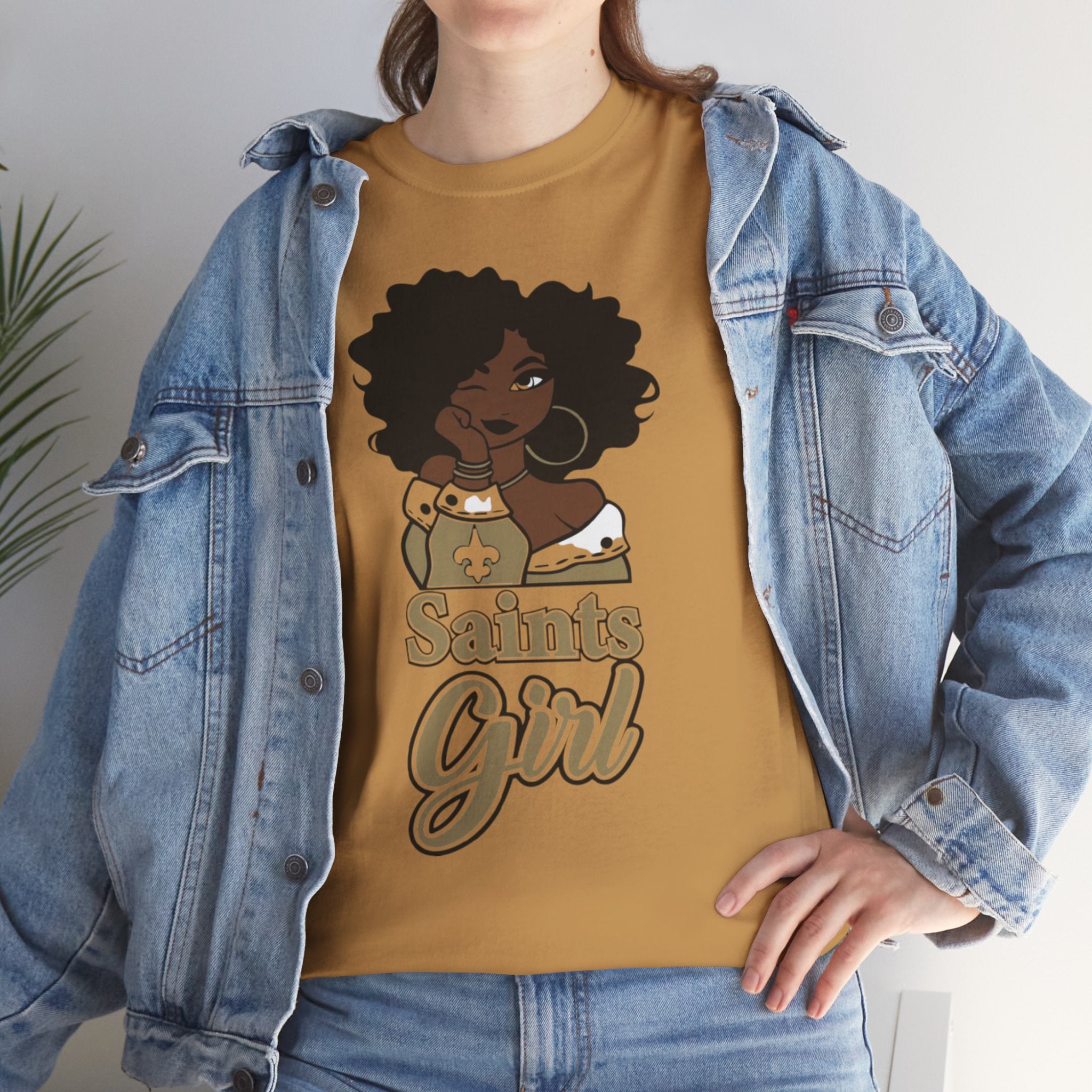 Unisex Heavy Cotton Tee...Saints Afro Girl