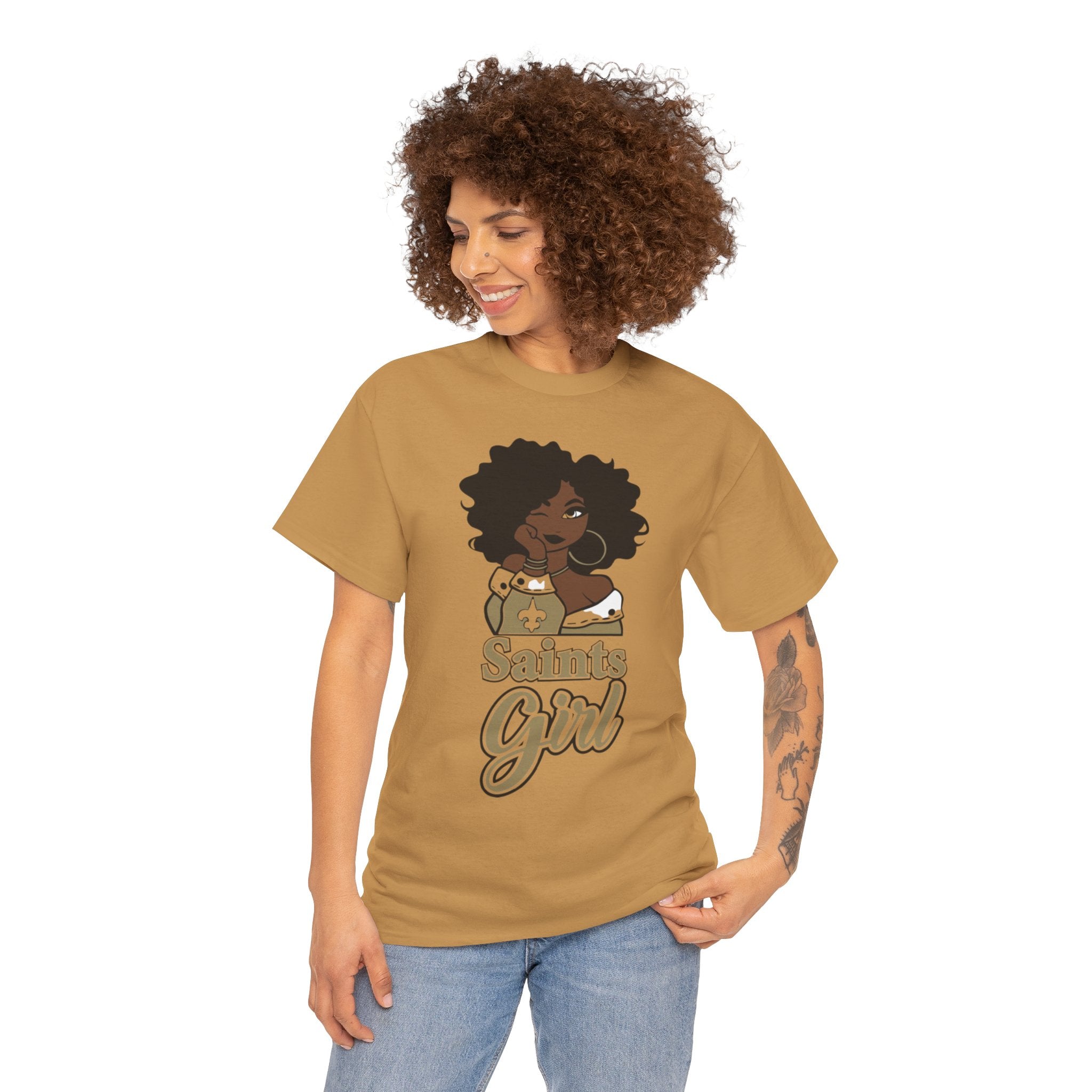 Unisex Heavy Cotton Tee...Saints Afro Girl